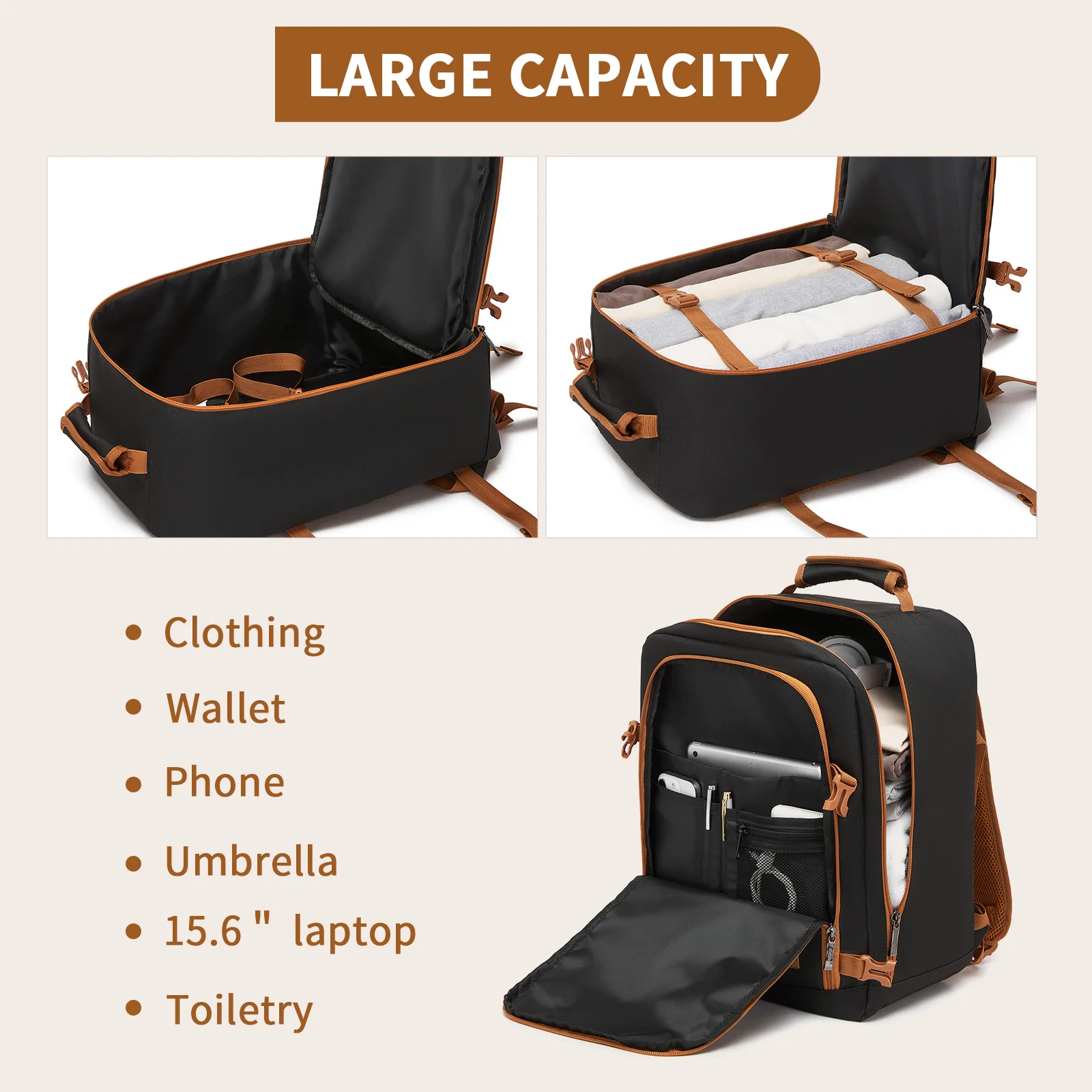 KONO Handgepäck-Tasche 40 x 30 x 20 cm (24 L) – passt unter den Sitz – Bild 4