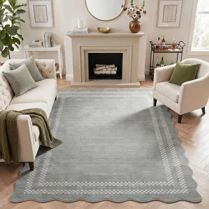 Tribesigns Wohnzimmer-Teppich 160 x 230 cm, Wellenmuster, waschbar