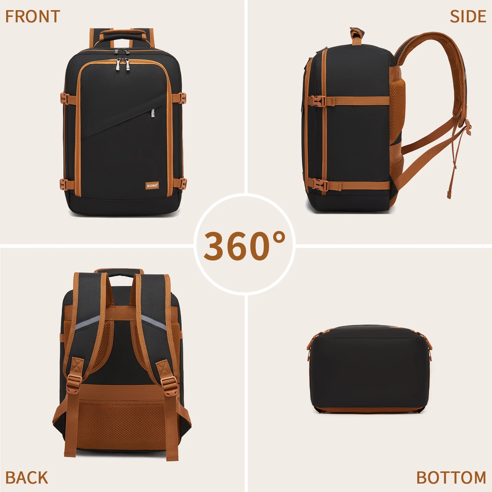KONO Handgepäck-Tasche 40 x 30 x 20 cm (24 L) – passt unter den Sitz – Bild 3