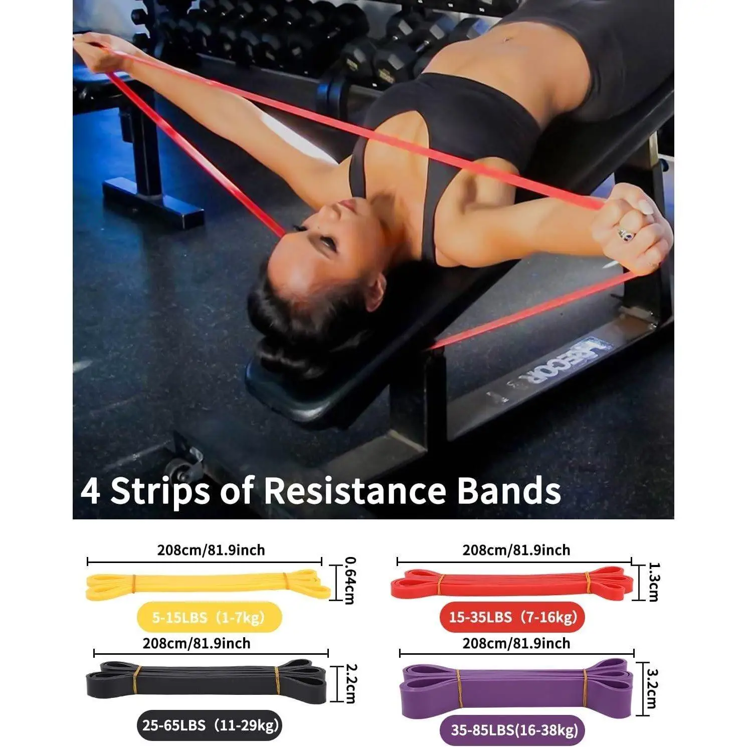 Fitnessbänder-Set aus TPE, 4 Stück – Bild 3