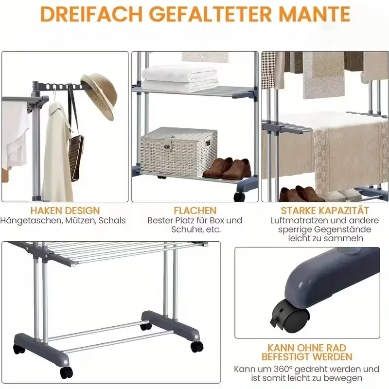 Wäscheständer aus Metall, mehrstöckig – für drinnen und draußen – Bild 6