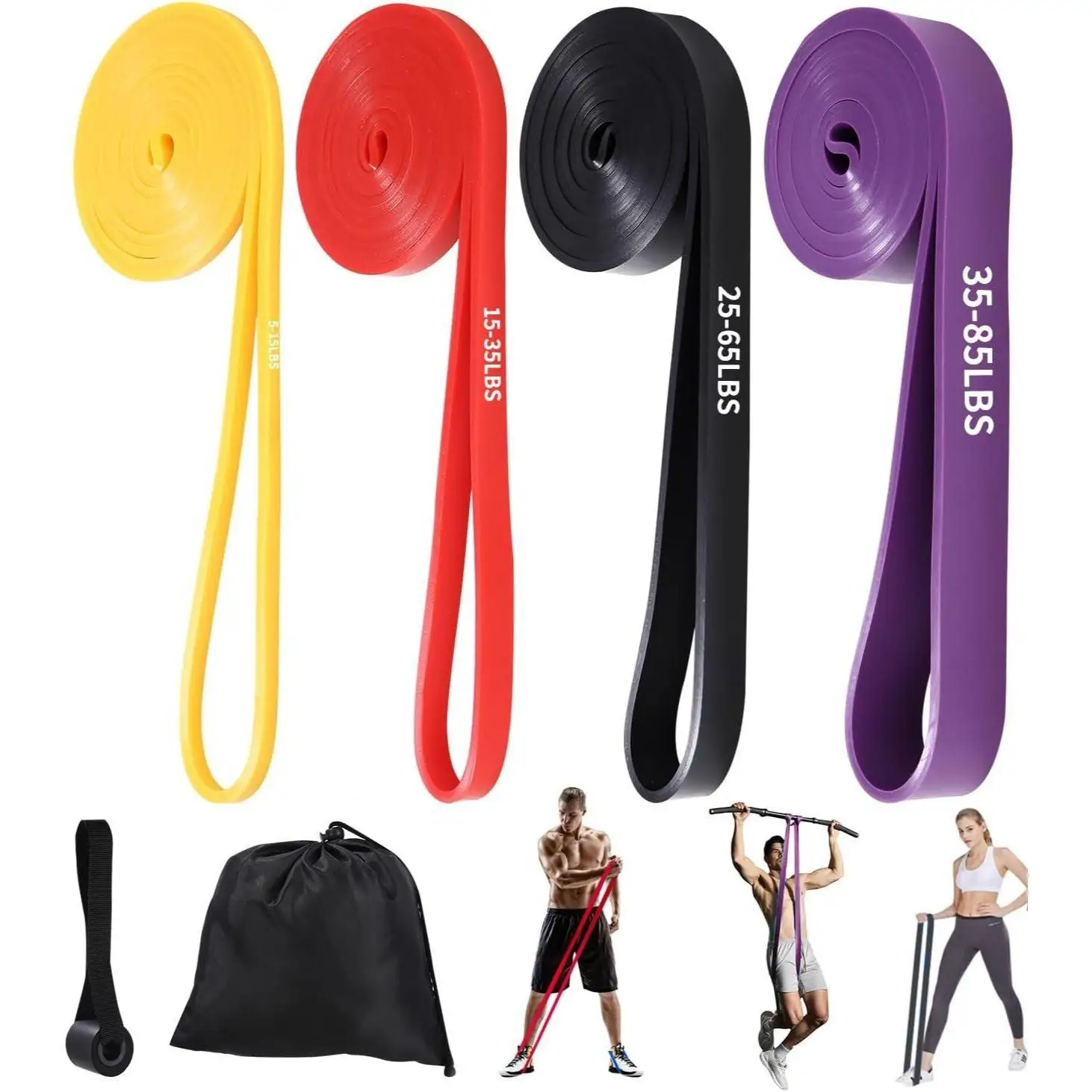 Fitnessbänder-Set aus TPE, 4 Stück