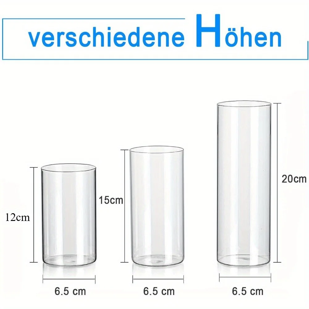 Glasvasen-Set, 15 Stück, zylindrisch