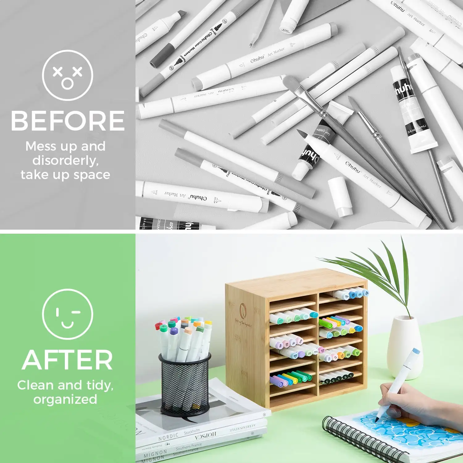Ohuhu Stifteorganizer aus Bambus – Bild 4
