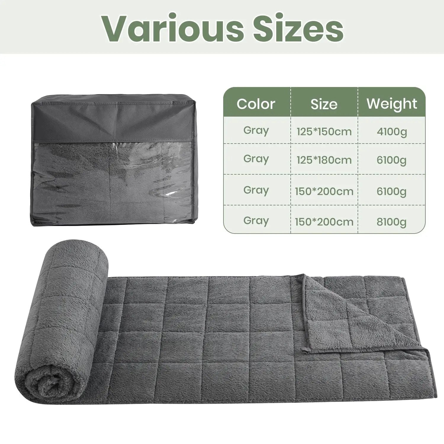 Good Nite Gewichtsdecke 8 kg für Erwachsene, grau – Bild 2