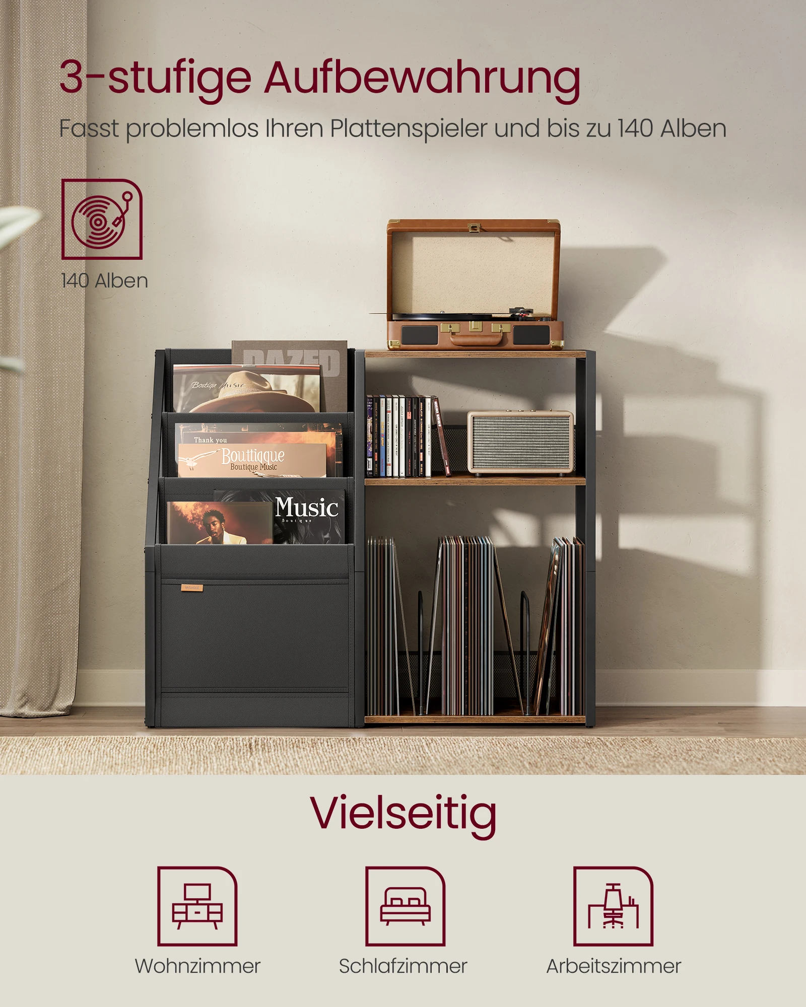 VASAGLE Beistelltisch mit 3 Ablagen – Bild 2