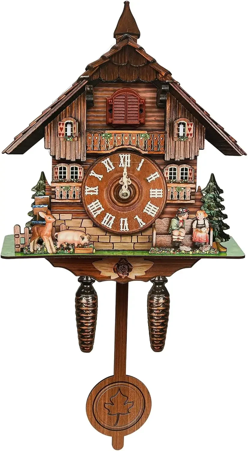 Kuckucksuhr aus Holz im Schwarzwald-Stil mit Pendel – Bild 3