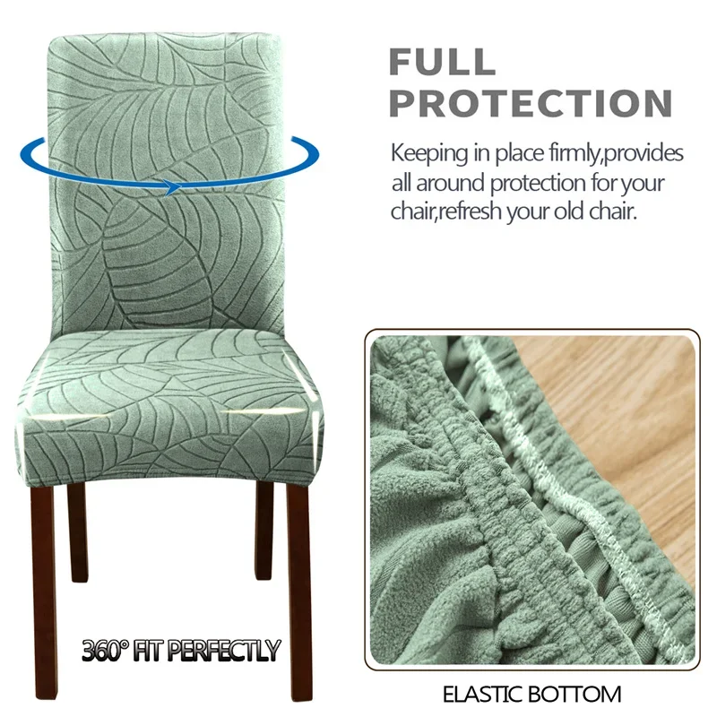 Stuhlhussen mit Blatt-Jacquard, dehnbar (1, 4 oder 6 Stück) – Bild 6