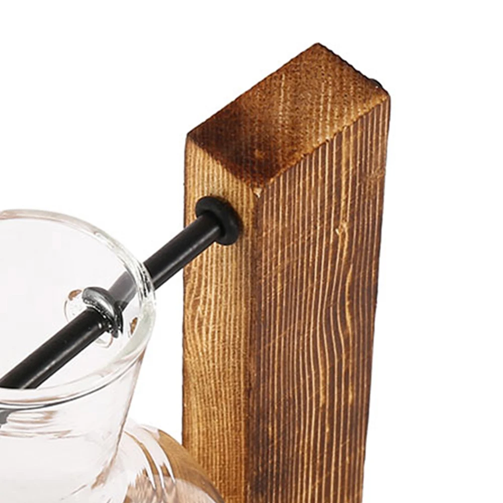 Glasvase in Glühbirnen-Form mit Holzständer – Bild 5