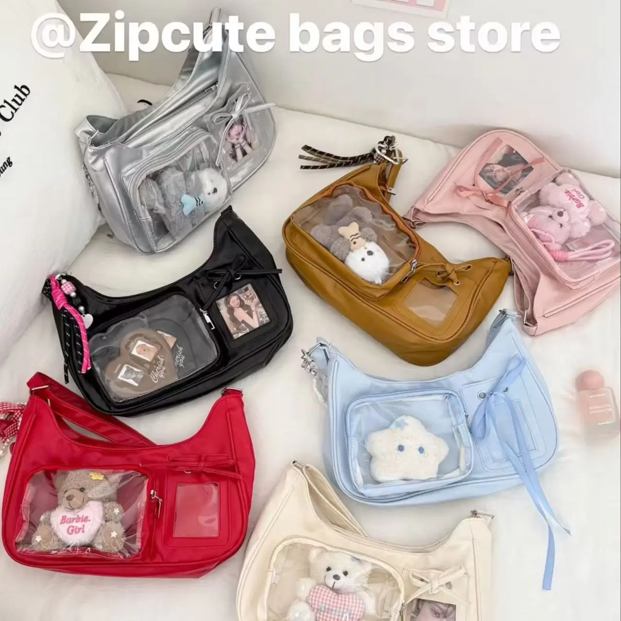 Transparente Schultertasche im Y2K-Stil
