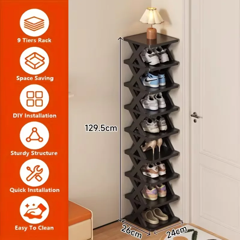 Platzsparendes Eck-Schuhregal mit 6 oder 9 Ebenen – Bild 14