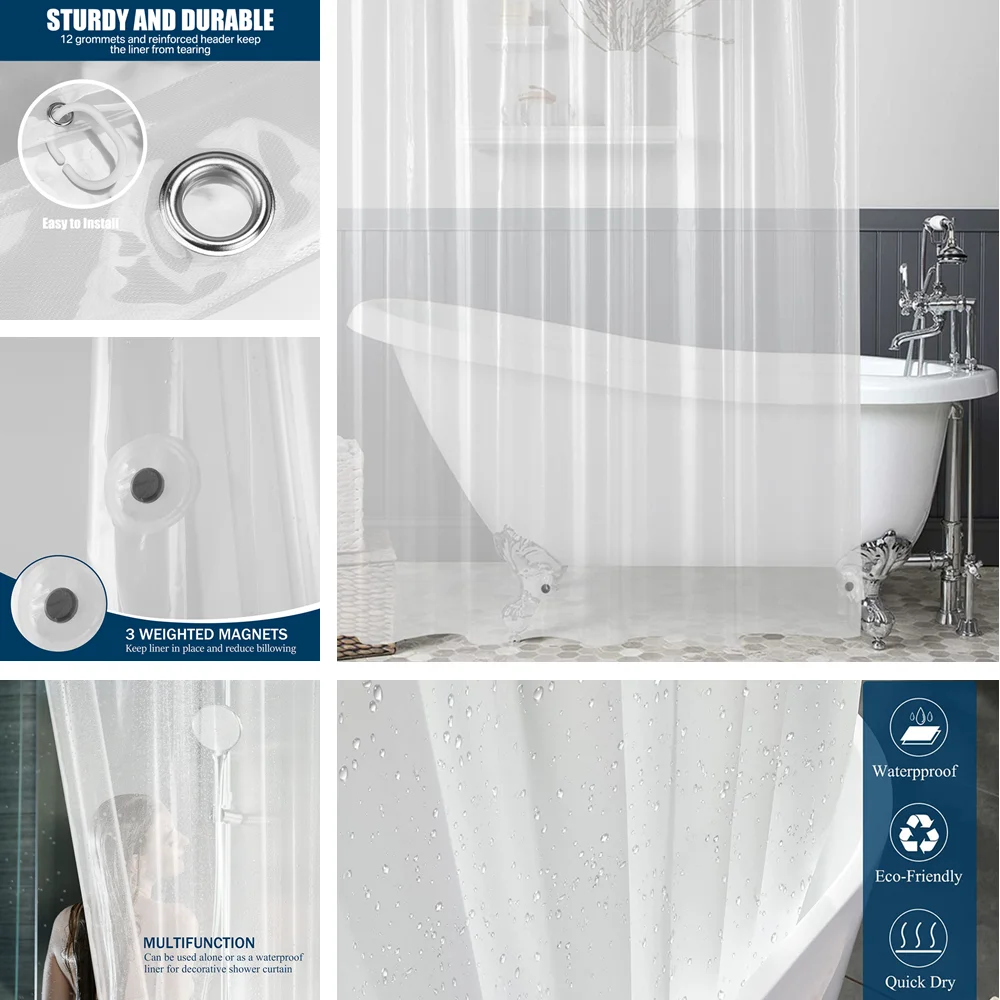Duschvorhang aus PEVA, transparent und wasserdicht – Bild 3