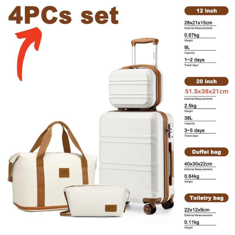 KONO Kofferset mit Beautycase (2, 4 oder 6 Teile) – Bild 3