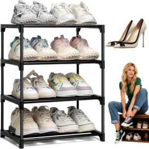 Schuhregal mit 4 Ebenen, tragbar