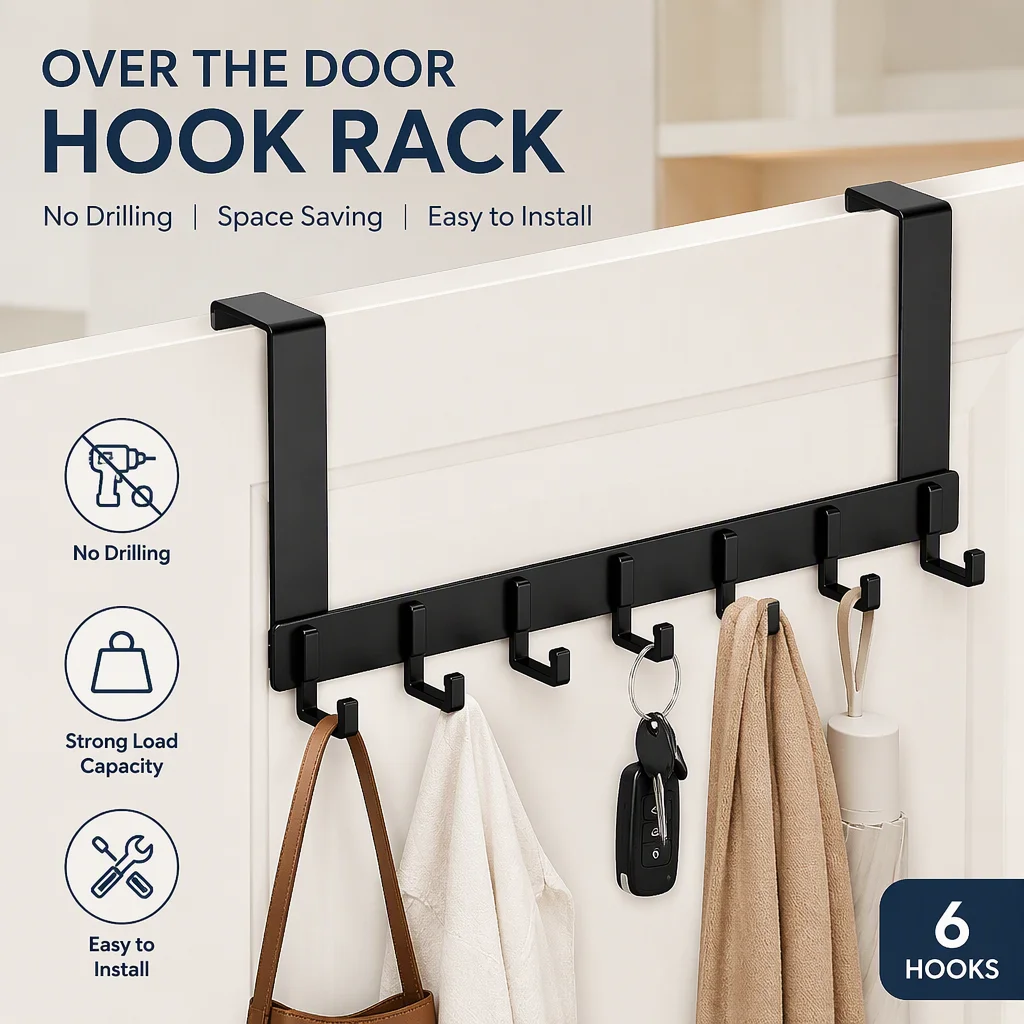 Tür-Hakenleiste ohne Bohren, mit Ablage