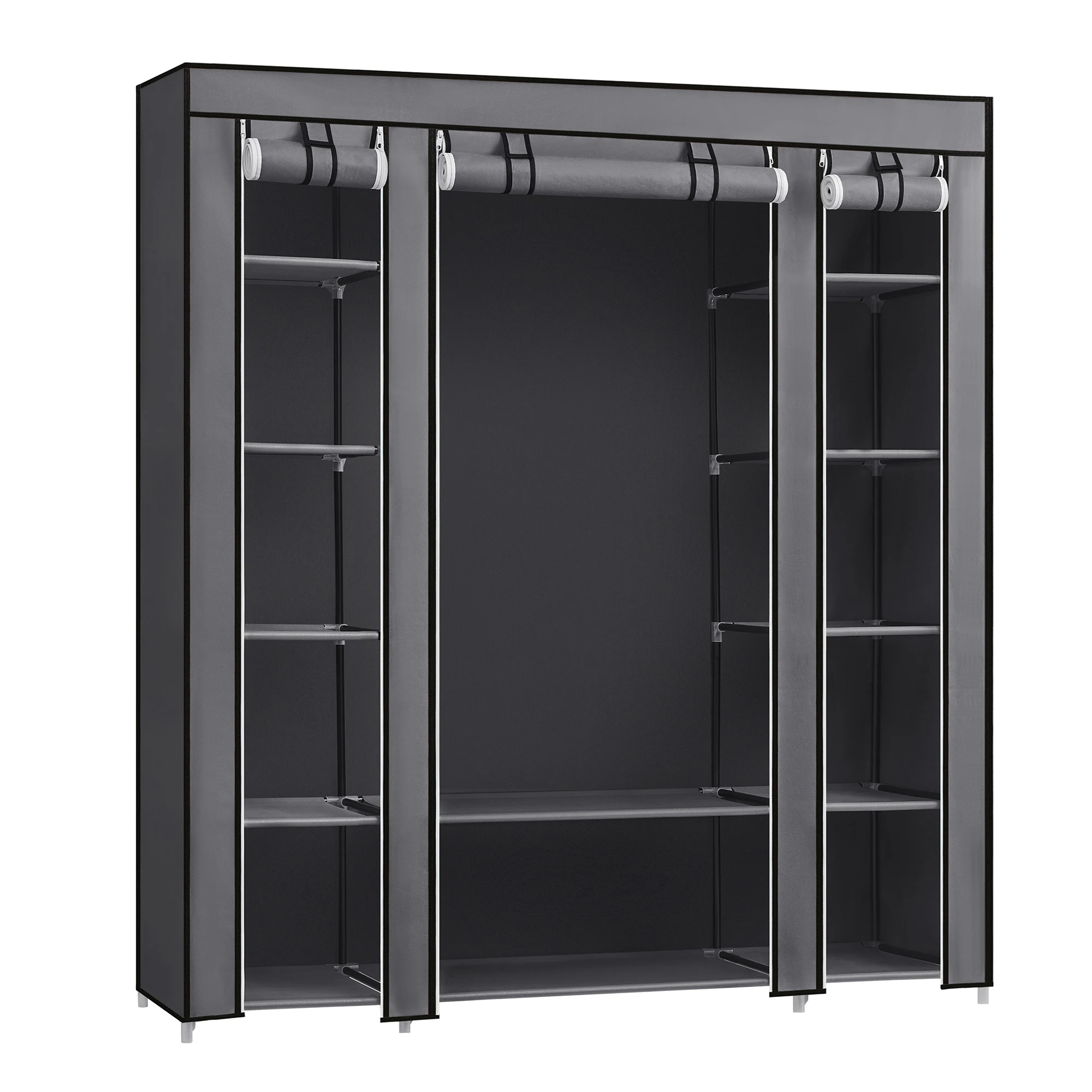 SONGMICS Stoffkleiderschrank mit Kleiderstange und Fächern – Bild 2