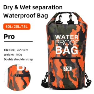 Wasserdichter Packsack 15 oder 30 L mit Nassfach
