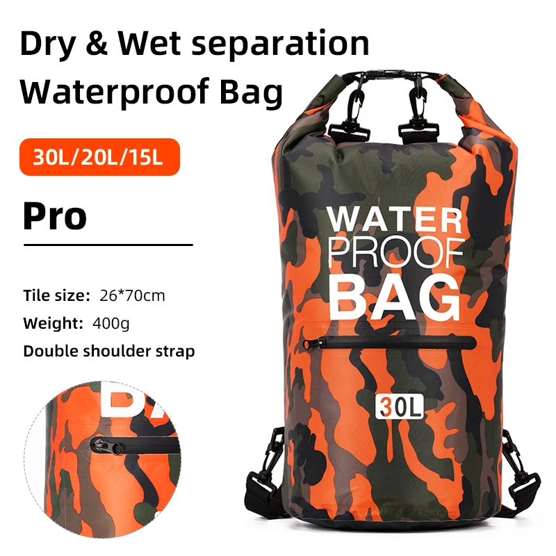 Wasserdichter Packsack 15 oder 30 L mit Nassfach
