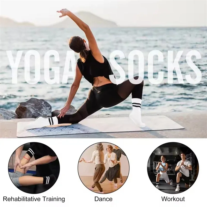 Lange Damen-Yogasocken mit Anti-Rutsch-Sohle, 3 Paar – Bild 5