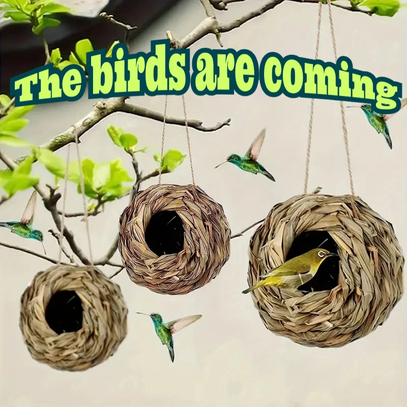 Vogelnest aus Gras zum Aufhängen