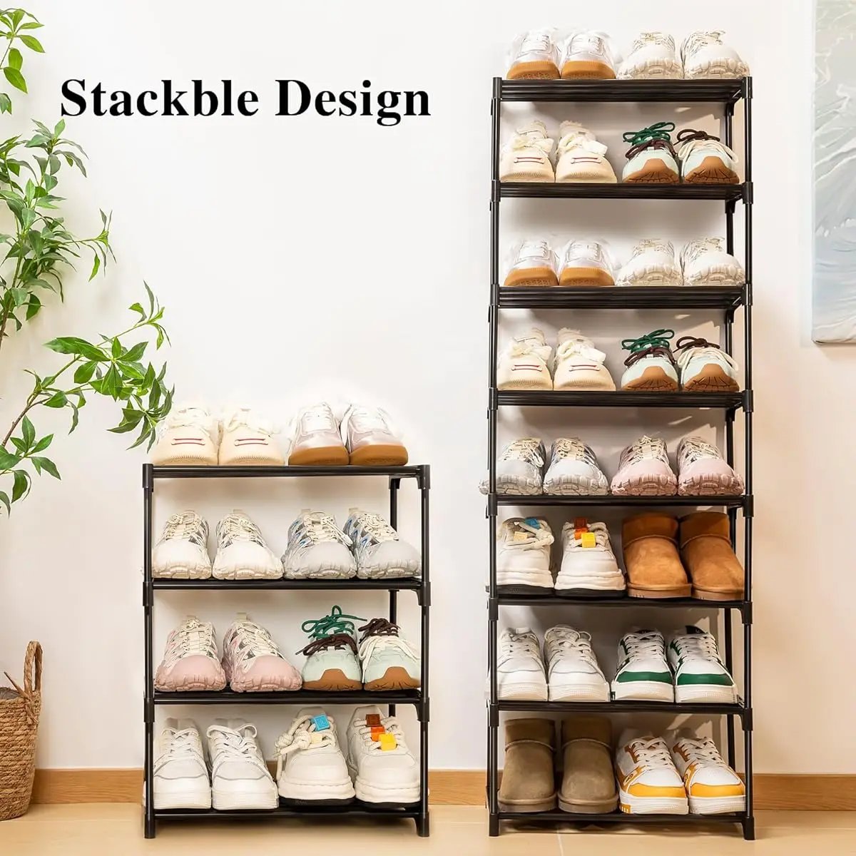 Schuhregal mit 4 Ebenen, tragbar – Bild 4