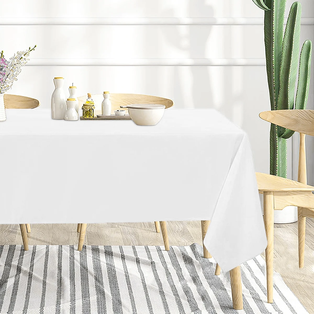 Weiße Tischdecke 183 x 137 cm (Einweg) – Bild 3