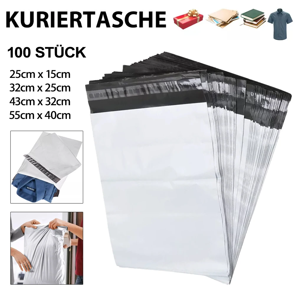 Versandbeutel aus Kunststoff, 100 Stück, selbstklebend