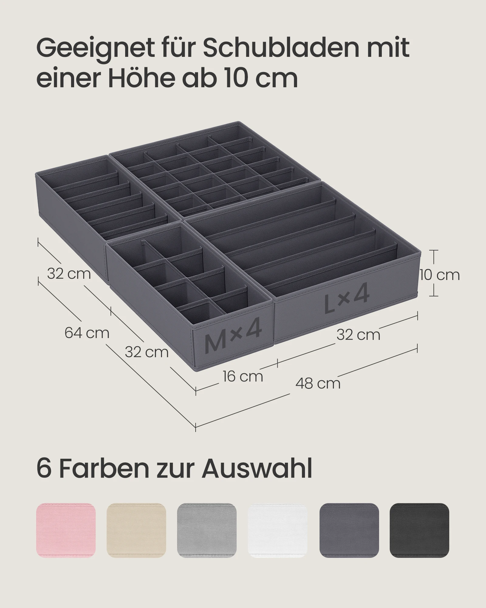SONGMICS Schubladen-Organizer 8er-Set für Unterwäsche, Socken & Co. – Bild 4