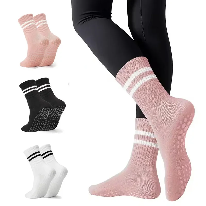 Lange Damen-Yogasocken mit Anti-Rutsch-Sohle, 3 Paar