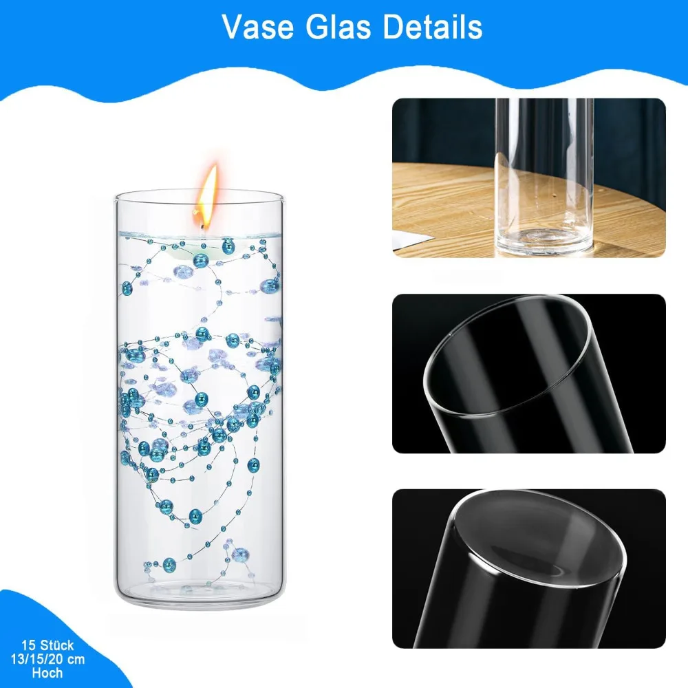 Glasvasen-Set, 15 Stück, zylindrisch – Bild 7