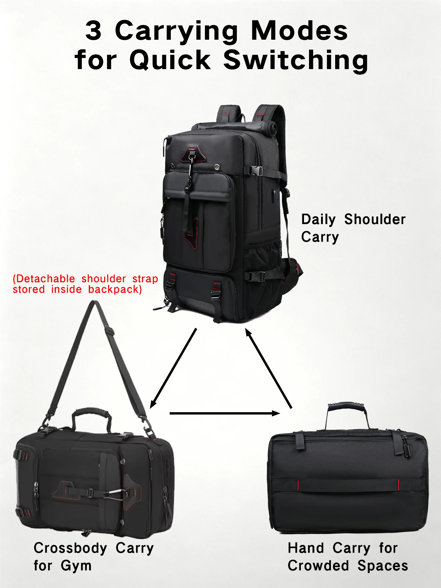 Reiserucksack mit großem Volumen und Laptopfach bis 17 Zoll – Bild 4