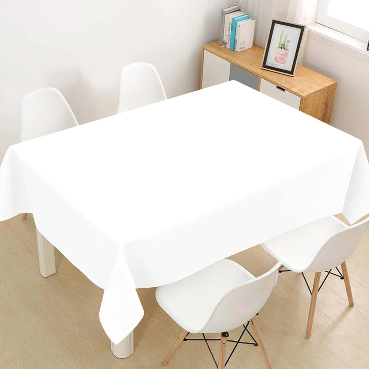 Weiße Tischdecke 183 x 137 cm (Einweg) – Bild 2