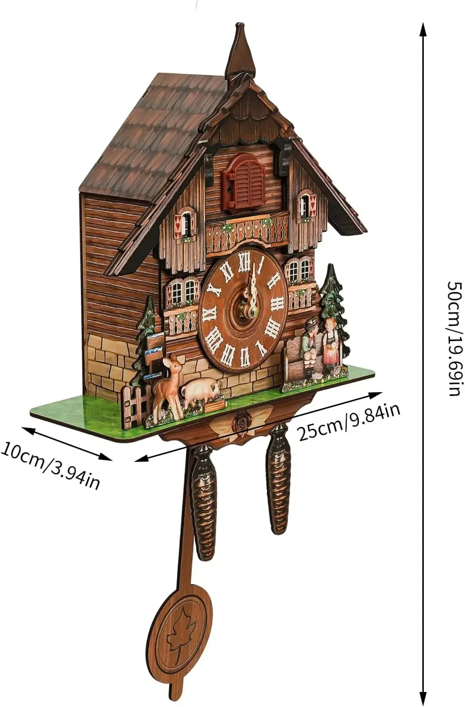 Kuckucksuhr aus Holz im Schwarzwald-Stil mit Pendel – Bild 4