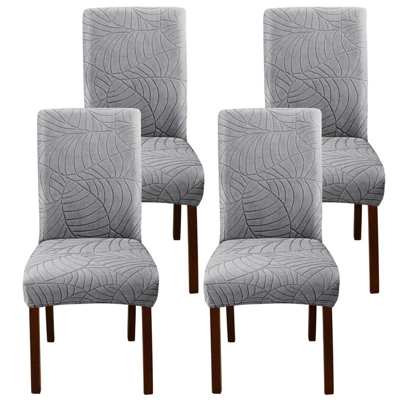 Stuhlhussen mit Blatt-Jacquard, dehnbar (1, 4 oder 6 Stück)