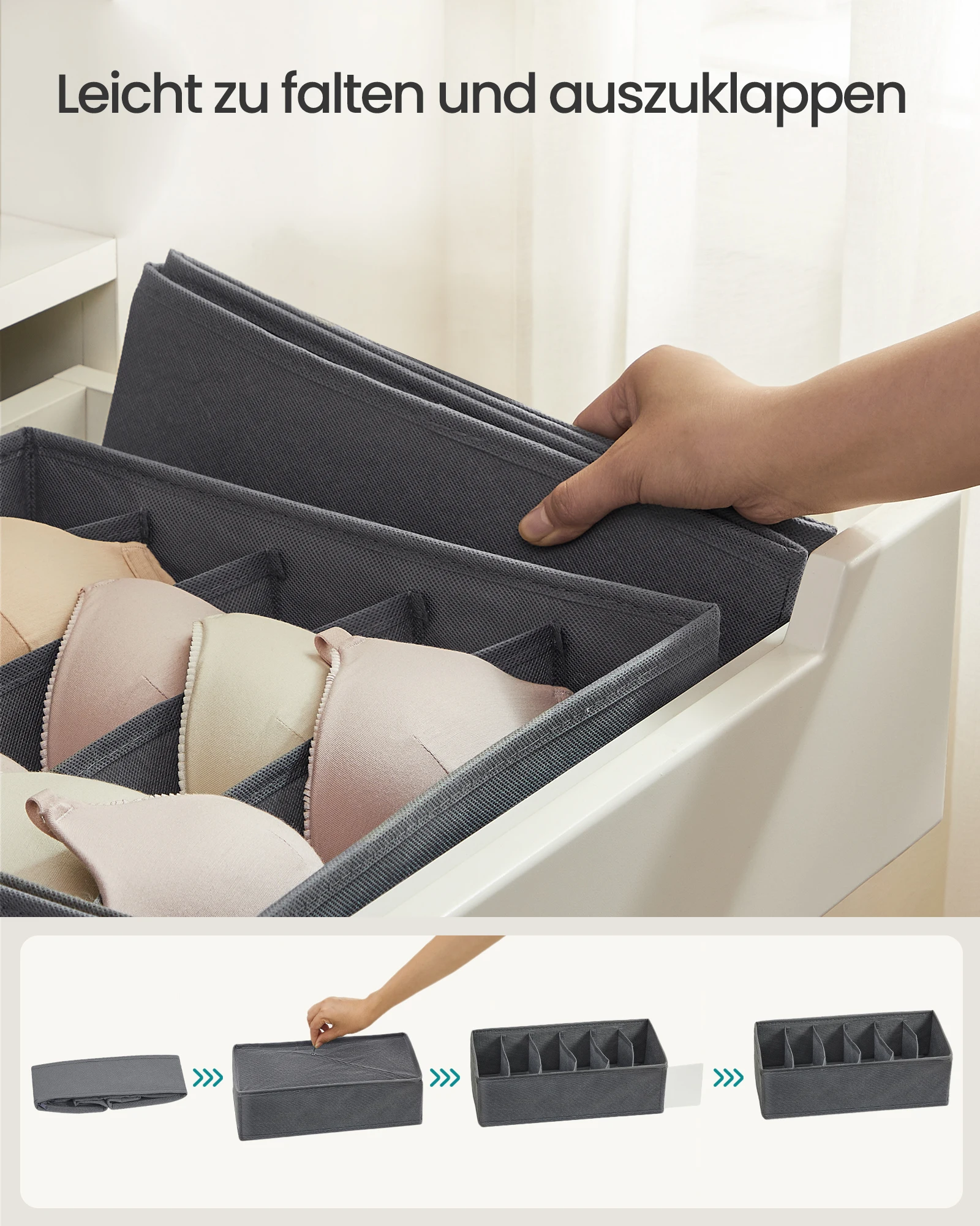 SONGMICS Schubladen-Organizer 8er-Set für Unterwäsche, Socken & Co. – Bild 6